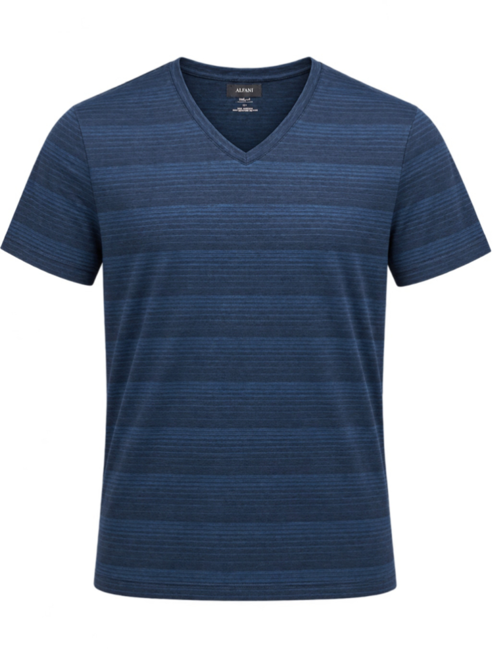 Men's Alfani V-Neck Short Sleeve Tee Shirt XXL Blue Black Striped
363